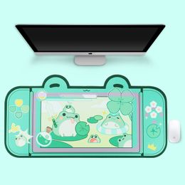 Extra Large Kawaii Gaming Mouse Pad Cute Pastel Pink Frog Green XXL Desk Mat Water Proof Nonslip Laptop Desk Accessories