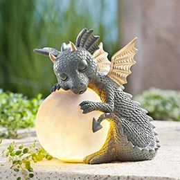 Garden Decorations Creative Crafts Outdoor Garden Decoration Resin Fun Ornament Display Mould Miniature Dragon Statue Home Garden Decoration Gift L230714