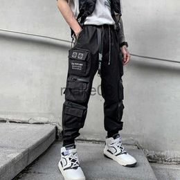 Men's Pants 2022 Techwear Style Multi Pockets Cargo Pants Man Vintage Punk Hip Hop Pants Ribbon Casual Joggers Streetwear J230714