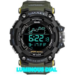 SMAEL Men Military Watches New Fashion Casual LED Digital Outdoor Sports Waterproof Luminous Round Dial Electronic Wrist Watch