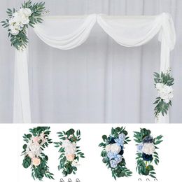 Decorative Flowers Artificial Wedding Arch Kit Boho Dusty Rose Blue Eucalyptus Garland Drapes For Decorations Welcome Sign