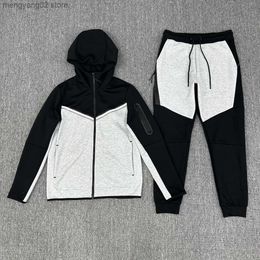 Men's Tracksuits Men's Sports Suit Hoodie with Zippered Pants for Fall and Spring New Technology Cotton Athleisu Men Luxury Suits T230714