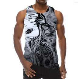 Men's Tank Tops Abstract Black Top 3D Print Beach Texture Gym Sleeveless Pattern Graphic Vest