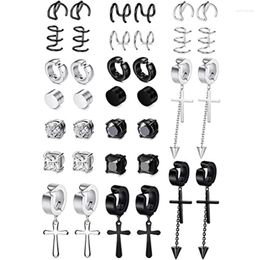 Backs Earrings 18 Pairs Of Stainless Steel Magnetic Set For Men And Women Without Perforation Cross Unisex CZ