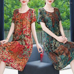 Party Dresses 2023 Dress Female Summer Temperament Middle-aged And Elderly Mothers Loose Cotton Clothes Thin Vestidos Q52