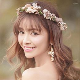 Decorative Flowers 2023 Artificial Girl Floral Crown Flower Bride Bridesmaid Hair Wedding Party Decor