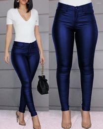 Women's Pants Legging Femme High Waist Autumn And Winter Solid Colour PU Casual Sexy Pencil Leather
