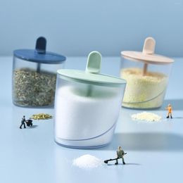 Dinnerware Plastic Seasoning Box Condiment Canister Kitchen Spice Rack Container With Lid Spoon Sugar Bowl For