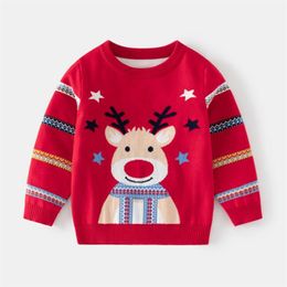 Children's Clothing Boys' Christmas Deer Pullover Sweater Autumn New Children's Colorful Striped Sleeve Knit Shirt