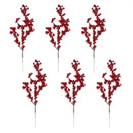 Decorative Flowers 6x Christmas Artificial Berries Branches Simulation Accs For Winter Garland Wreaths Home Party Floral Arrangement