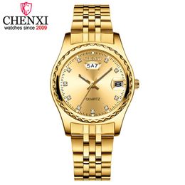 2019 CHENXI New Gold Watches Women Dress Watch Fashion Ladies Rhinestone Quartz Watches Female WristWatch Clock Relogio Feminin2806