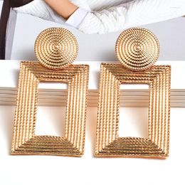 Dangle Earrings Exaggerated Geometric Rose Gold Color Drop Earring Retro Punk Square Statement Jewelry Accessories Wholesale