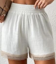 Women's Shorts Casual Lace Patch Ruched High Waist