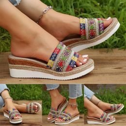 Casual Bottom Sandals Slope Roman Shoes Fashion Women's Summer Dress for Women Thong 6212