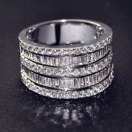 Huitan Sparkling Wide Rings for Women Luxury Paved Round/Rectangle Cubic Zirconia Full Bling Iced Out Wedding New Trendy Jewelry