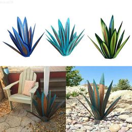 Garden Decorations Simulation Art Agave Plant Ornaments DIY Rustic Metal Sculpture for Outdoor Patio Yard Garden Decoration Stakes Lawn Statue L230714