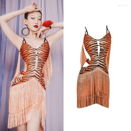 Stage Wear 2023 Latin Dance Dress For Women Training Clothes Sexy Backless Fringed National Standard Performance DN15679