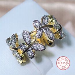 Luxury Butterfly Shape Zircon Gold Colour Rings for Women Fashion Crystal Engagement Ring Party Jewellery Gift