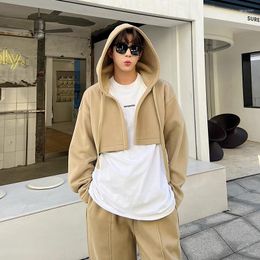 Men's Tracksuits C Y Early Spring Korean Fashion Plush Thickened Knitted Sweater Pant Suit 2023 Solid Colour With Hat Wide Leg Pants 9A6818