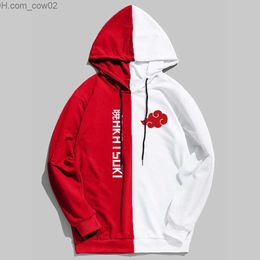 Men's Hoodies Sweatshirts Men's Socks New Two Colour Hoodie Fashion Akatsuki Print Pullover Sweatshirt S-xxl Large Anime Men's Hoodie Z230717