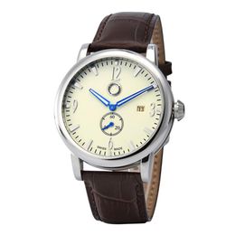 Good quality Popular Car Ben Logo men's Leather strap quartz waterproof Date Calendar watch small dial can work 606176T