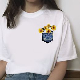 Women's T Shirt Sunflower Printed Tshirt Van Gogh Art T Shirts Fashion Women Tops Tee Harajuku T shirts Female Clothes Camiseta Feminina 230714