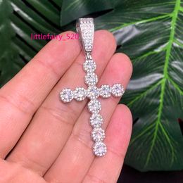 Pendant Necklaces New Hip Hop Cross Pendant Necklace Gold Silver Plated Iced Out Bling Cubic Zirconia Paved Charm Women Men Jewelry