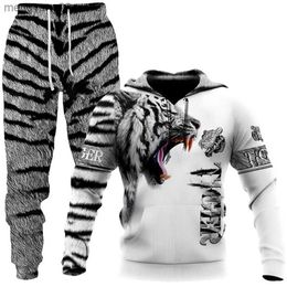 Men's Tracksuits Animal 3D Tiger Printed Men Hoodies Pants Casual Hooded Sweatshirt Sweatpants Tracksuits 2pc Set Autumm And Winter Sport Suit T230714