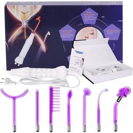 Face Care Devices 7 In 1 High Frequency Electrode Machine Glass Tube Acne Wand Spot Remover Spa Beauty 230714