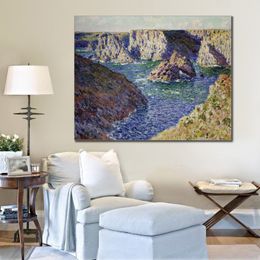 The Rocks of Belle Ile. in 1886 Hand Painted Claude Monet Canvas Art Impressionist Landscape Painting for Modern Home Decor