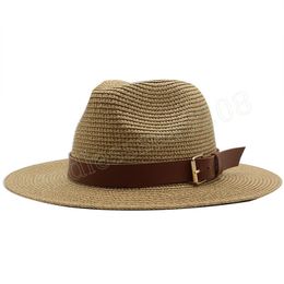 Wide Brim Summer Fedora Jazz Cap Straw Panama Hats For Men Straw Sun Hats Women Beach Couple Sun Visor Hats Chapeu