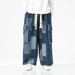 Men's Jeans 2023 Autunm Men Patch Jean Pants Chinese Style Hip Hop Harem Trousers Harajuku Streetwear Loose Wide Leg Casual Denim