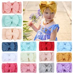 3pcs/lot Soft Comfortable Elastic Nylon Hairband Solid Color Striped Bowknot Baby Headband Kids Accessories Photo Props