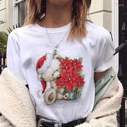 Women's T Shirts Lovely Bear Harajuku Short Sleeve T-shirt White Suitable All Seasons Clothe Women Christmas Printed T-shirts