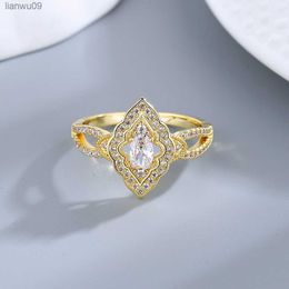 46mm Horse Eye New Luxury Classic Sparkling Zircon Engagement Wedding Ring 18KGold Plated White Gold Jewellery L230704