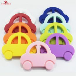 Teethers Toys Sutoyuen Silicone Teething Car Shape Dots Teether Baby BPA Free Montessori Necklace Pendant 5PC 230713