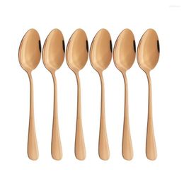 Dinnerware Sets 6pcs/set Rose Dinner Spoon Stainless Steel Set Silverware Cutlery Flatware Outdoor Picnic Kitchen Home Tableware