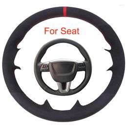 Steering Wheel Covers Customised Car Cove For Seat Leon Alhambra Toledo 2011 2010 2012 DIY Black Suede Leather Braid