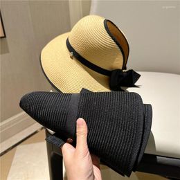 Wide Brim Hats 202305-9139-9326 Chic Drop Summer French Pastoral Style Shading Lady Sun Hat Women Cap