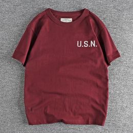 Men's T Shirts 2023 Trendy Double-sided Printed Short Sleeved T-shirt With Double Yarn Cotton Casual Half Base Shirt 358