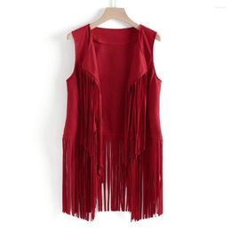 Women's Vests Cardigan Tassel Fringed Open Stitch Vintage Western Cowboy Cosplay Hippie Sleeveless Stage Performance Role Play Lady