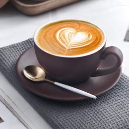 Mugs 200CC Coffee Mug Ceramic Cups Pull Flower Cup Matte Frosted Cappuccino Latte With Saucer