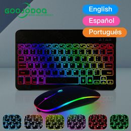 Keyboard Mouse Combos 10inch Backlit For iPad and Backlight Bluetooth IOS Android Windows Wireless 230713