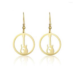 Dangle Earrings Stainless Steel Hollow Electric Hanging Music Rock Style Musical Instrument Guitar Musician Gift