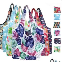 Storage Bags Foldable Polyester Eco-Friendly Handbag Portable Large Capacity Reusable Shop Grocery Tote Bag Advertising Gift Hand- H Dh1Bu