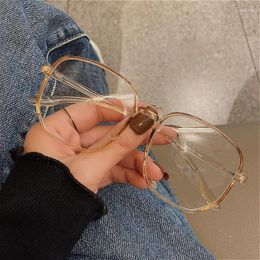 Sunglasses Anti Blue Light Myopia Glasses Large Irregular Women Polygon Spectacle Frame Flat Lens