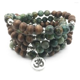 Strand SN1371 Fashion Bracelet For Women High Quality Balance Healing Yoga 108 Mala Bracelets Natural African Tuquoise Wood Bead