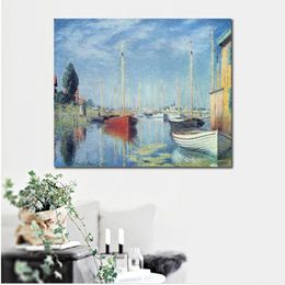 Canvas Art Argenteuil. Yachts Claude Monet Oil Painting Replicas Handmade Wall Decor High Quality