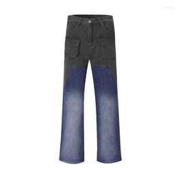 Men's Jeans Fashion High Street Patched Pants Streetwear Harajuku Hip Hop Denim Trousers With Pockets Loose Fit Y2K Bottoms