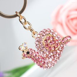 Keychains Pink Snail Cute Crystal Charm Purse Handbag Car Key Keyring Keychain Party Wedding Birthday Gift